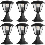 Arum lighting - lot de 6 bornes ext�rieur alicante pour jardin noir culot e27