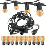 Guirlande guinguette professionnelle 10 ampoules led e27 4w blanc chaud ambr�e 10 m�tres interconnectable ...