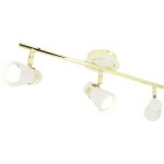 Plafonnier hampton 3 spots gu10 blanc mat laiton