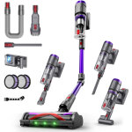 Aspirateur balai 600w 58000pa, tube pliable - autonomie 75 min, �cran led, brosse anti - emm�lement poils ...