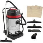 Aspirateur industriel 80l eau et poussi�re 4 accessoires nettoyage commercial 3000w moteur triple acier ...