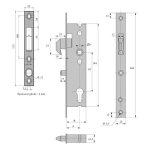 Serrure 1 point pour menuiserie m�tallique 2565 t�ti�re plate - axe : 42 mm - � crochet sur mentonnet ...