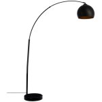 Atmosphera - lampadaire en m�tal noir abat - jour int�rieur dor� - cuivr� h 175 cm