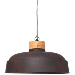 Luminaire suspension en mtal aspect vieilli et bois de manguier d 57 cm atmosphera