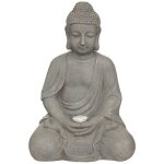 Lampe solaire bouddha gris ardoise h43cm - atmosphera crateur d'intrieur