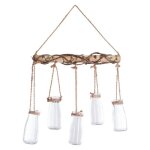 Soliflore  suspendre en bois '5 ttes' 65cm naturel