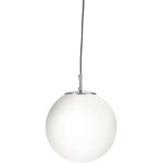 Atom - suspension à 1 ampoule globe, argent satiné, verre opale, e27 - searchlight Atom - suspension à 1 ampoule globe, argent satiné, verre opale, e27 - searchlight