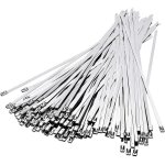 Attaches c�bles en acier inoxydable, collier serrage inox, 100 pi�ces de 4, 6 � 300 mm attache de c�ble ...