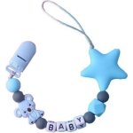 Attache sucette b�b� personnalis�, attache t�tine silicone lettre - koala - perle silicone �toile, pacifier ...