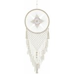 Attrape - r�ves rotin coton 52x1x145 plumes blanc