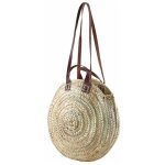 Aubry gaspard - cabas rond en palmier bandouli�re et poign�es