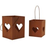 Photophore de jardin en mtal rouill (lot de 2)