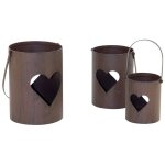 Photophore en mtal rouill (lot de 3)