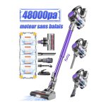 Authmic - aspirateur balai sans fil, 48000 pa, 520w, multifonctions 5 en 1 aspirateur balai, 20 - 55min ...
