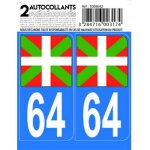 Autocollant departement 64 - drapeau basque - x2 - Autocollant departement 64 - drapeau basque - x2 -