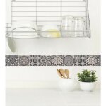 Autocollant listel adh�sif 5 cm x 180 cm, carreau de ciment gris et beige, d�coratif pour murs et sols. ...