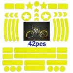 Autocollants r�fl�chissants pour casque et v�lo - 42 pi�ces bande r�fl�chissante autocollante jaune - ...