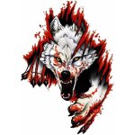 Autocollant t�te de loup 3d, autocollant 3d pour voiture, loup furieux, accessoire amusant pour moto, ...