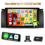 Autoradio 9  android 15 avec apple carplay pour bmw s�rie 5 e39 m5, navigation gps, wi - fi, bluetooth ...