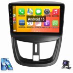 Autoradio android 15 avec apple carplay pour peugeot 207 (2006 - 2015) gps wifi bt rds 2 + 64g cam