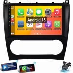 Autoradio android 15 gps wifi fm pour mercedes benz classe c w203 w209 (2005 - 2009) 1 + 32g cam