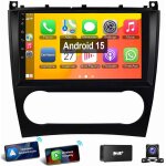 Autoradio android 15 gps wifi fm pour mercedes benz classe c w203 w209 (2005 - 2009) 4 + 64g dab cam