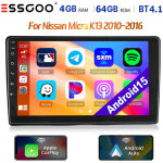 Autoradio android 15 pour nissan micra k13 (2010 - 2016) avec carplay, gps, wi - fi et rds - 4 + 64g
