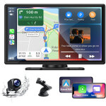Autoradio carplay sans fil, android auto avec �cran tactile ips de 9 pouces, portable moniteur avec cam�ra ...