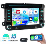 Autoradio gps rds android 15 compatible carplay pour vw golf 5, 6 plus, touran et caddy 4 + 64g dab