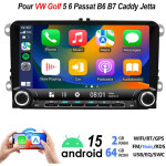 Autoradio avec navigation android 15 et carplay pour vw golf 5, 6, passat b6, b7, caddy, jetta rds - ...