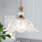 Autrucker lustre en verre r�tro moderne, lustre minimaliste r�glable, lustre de plafond en verre, motif ...