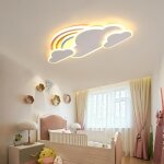 Autrucker plafonnier led pour chambre d'enfant, luminaire cr�atif, motif nuage arc - en - ciel, lumi�re ...
