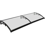 Auvent pour porte d'entr�e, 200 x 60 cm, auvent transparent en forme d'arche, renforts en aluminium, ...