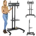Ava1500 - pied  roulettes mobile rglable avec tablette et support pour tv led 32   70