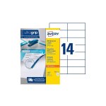 Avery - etiquette adresse jet d'encre et laser 105 x 42, 3 mm 3653 - 100 blanche - bo�te de 1400