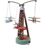 Avion biplan rotatif jouet en fer - blanc - d�coration vintage avion ancien � rotation