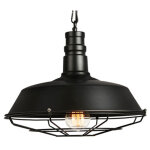 Lustre suspension design vintage industrielle rtro fer abat - jour e27 40w noir 26cm
