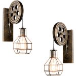 2pcs vintage industrielle fer applique murale style am�ricain lampe en poulie luminaire eclairage pour ...