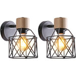 Applique mural industrielle lot de 2 eclairage mural vintage en m�tal e27 lampe de mur luminaire int�rieur ...