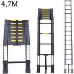 Echelle télescopique 4, 7m en aluminium escabeau télescopique max charge 150kg Echelle télescopique 4, 7m en aluminium escabeau télescopique max charge 150kg