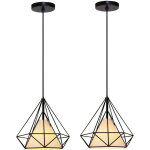 Lampe de plafond cage diamant petit abat - jour lustre suspension luminaire rtro industrielle lot de ...