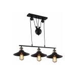 Axhup - lustre suspension industrielle en mtal poulie plafonnier luminaire avec 3 tte e27 pour salons ...