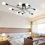 Axhup - plafonnier � 8 spot design r�tro industrielle luminaire en m�tal e27 lampe suspension pour chambre ...