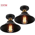 Plafonnier vintage rtro lampe de plafond industrielle fer abat - jour 22cm noir 2pcs