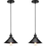 22cm rtro lustre suspension industrielle e27 douille noir plafonnier luminaire ajustable 2pcs