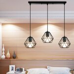 Suspension luminaire industrielle cage diamant fer abat - jour rtro lustre suspendue e27 16cm noir