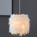 Suspension en plumes blanche 23cm 40w e27 lustre abat - jour luminaire plafonnier pour chambre de l'enfant, ...