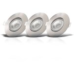 B. k. licht - lot de 3 spots � encastrer ip23 ultraplats 24mm, orientables, �90mm, nickel mat, �clairage ...