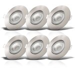 B. k. licht - lot de 6 spots � encastrer ip23 ultraplats 24mm, orientables, �90mm, nickel mat, �clairage ...