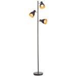 B. k. licht - lampadaire design m�tal 3 spots noir - dor� vintage retro spots orientables pivotables